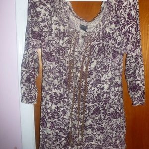 lucky brand paisley floral gold top NWOT